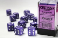 Chessex Opaque 16mm D6 Dice Block Purple/White (12)