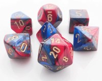 Chessex Gemini Polyhedral 7-Die Set - Blue-Red w/Gold