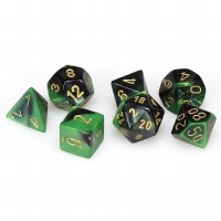 Chessex Gemini Polyhedral 7-Die Set - Black-Green/Gold Gemin