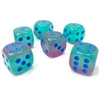 Chessex Gemini 12 D6 Gel Green Pink/blue Dice Block