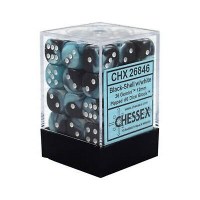 Chessex Gemini 12mm D6 Dice Block (36) Black-Shell w/ White