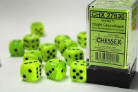 Chessex Vortex 16mm D6 Dice Block (12) Bright Green/Black