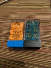 Chessex Nebula Luminary D6 Set - Oceanic/Gold (12)