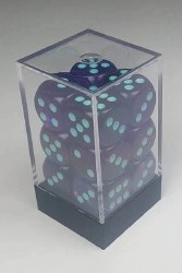 Chessex Nebula Luminary D6 Set - Nocturnal/Blue (12)