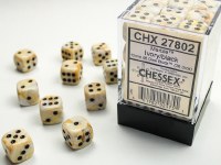 Chessex Marble 12mm D6 Dice Block (36) Ivory/Black