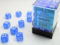 Chessex Frosted 12mm d6 Dice Block (36) Blue/White