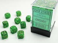 Chessex Vortex 12mm D6 Dice Block (36) Green/Gold
