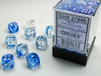 Chessex Nebula 12mm d6 Dice Block (36) Dark Blue/White