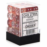 Chessex Nebula 12mm d6 Dice Block (36) Luminary Red/Silver