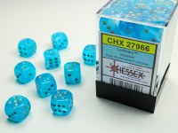 Chessex Luminary 12mm D6 Dice Block (36) Sky/Silver