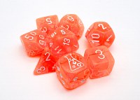 Chessex Lab Dice Poly 7-Die Set Translucent Orange/White