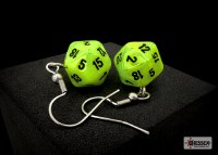 Chessex Hook Earrings Vortex Mini-D20 Bright Green/black