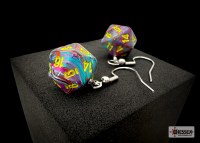 Chessex Hook Earrings Festive Mini-D20 Mosaic/Yellow