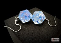 Chessex Hook Earrings Borealis Mini-D20 Icicle/light blue