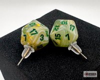 Chessex Stud Earrings Marble Mini-D20 Green/dark Green
