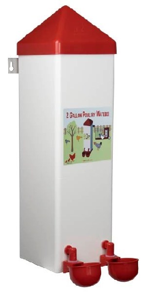 Vertical 2 Gallon Poultry Waterer