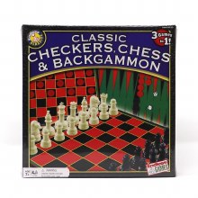 Checkers, Chess and Backgammon 3-in-1 Game Set