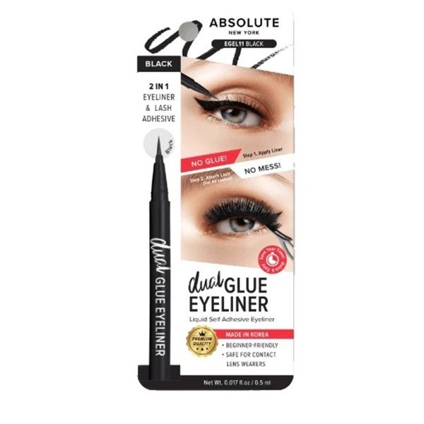 Absolute New York Dual Lash Glue Eyeliner - EGEL11 Black