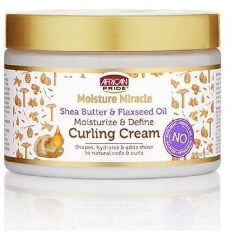 African Pride Moisture Miracle Shea Butter & Flaxseed Oil Moisturize & Define Curling Cream 12oz