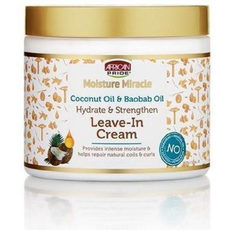 African Pride Moisture Miracle Coconut Oil & Baobab Oil Hydrate & Strengthen Leave-In Cream 15oz