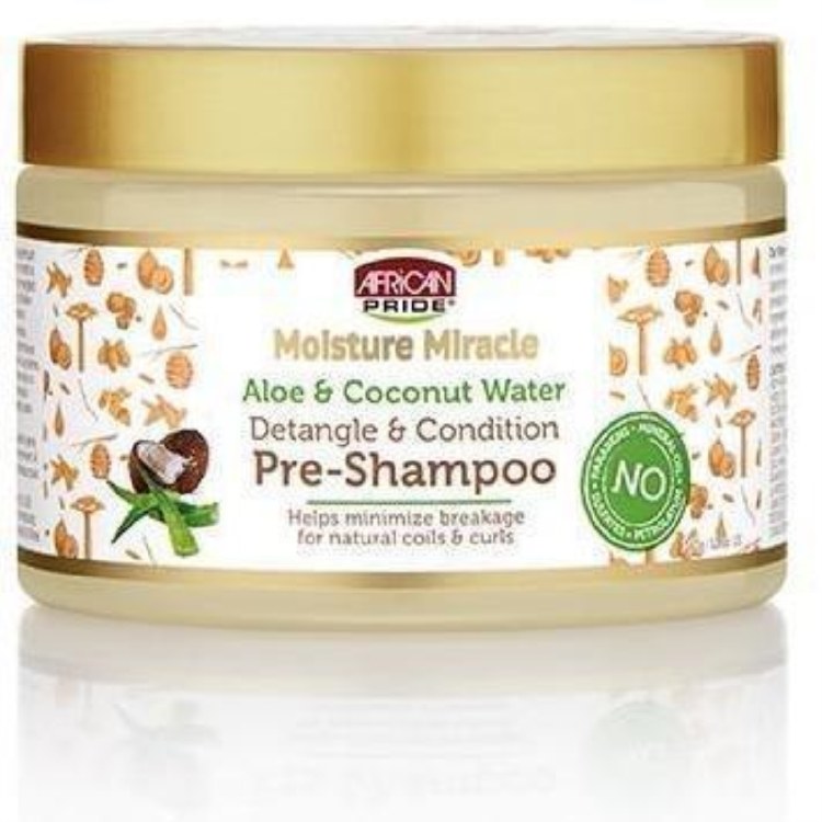 African Pride Moisture Miracle Aloe & Coconut Water Detangle & Condition Pre-Shampoo 12oz