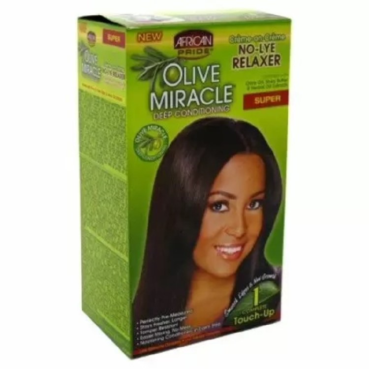African Pride Olive Miracle Deep Conditioning No Lye Hair Relaxer, Super Kit