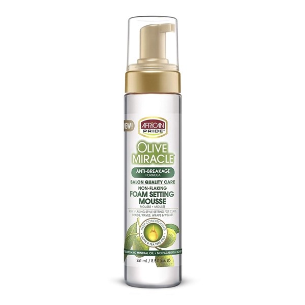 African Pride Olive Miracle Non-Flaking Foam Setting Mousse 8.5oz
