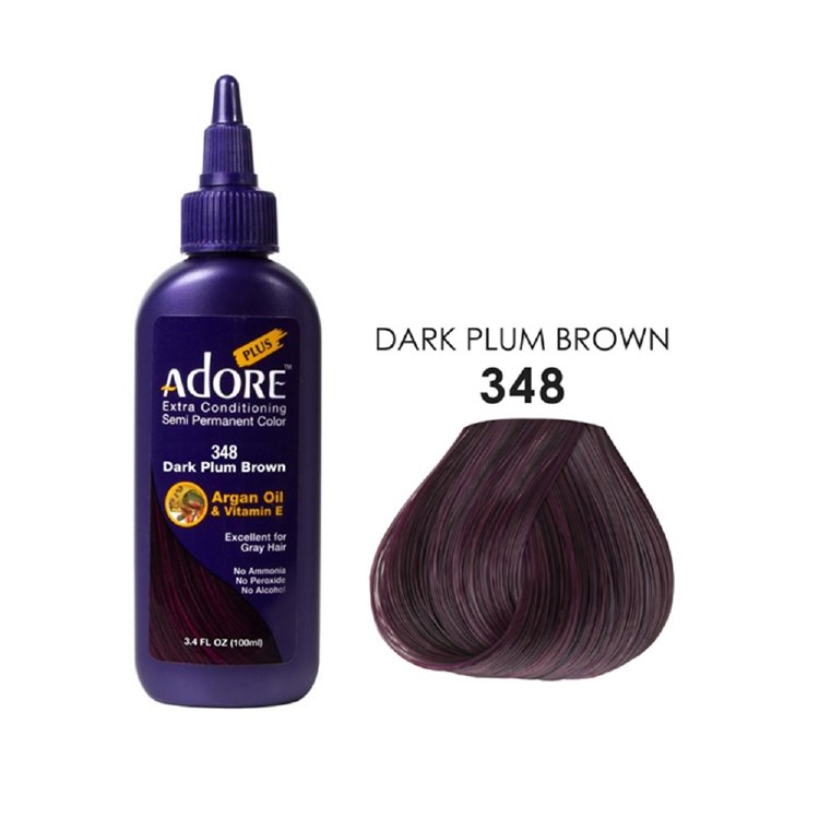 Adore Plus Semi-Permanent Hair Color - 348 - Dark Plum Brown - 3.4oz