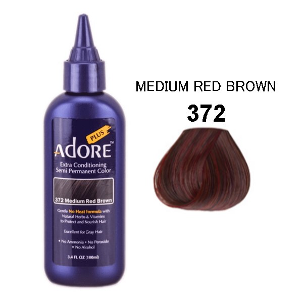 Adore Plus Semi-Permanent Hair Color - 372 - Medium Red Brown