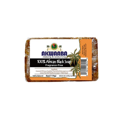 AKWAABA African Black Soap - 4oz - Fragrance free