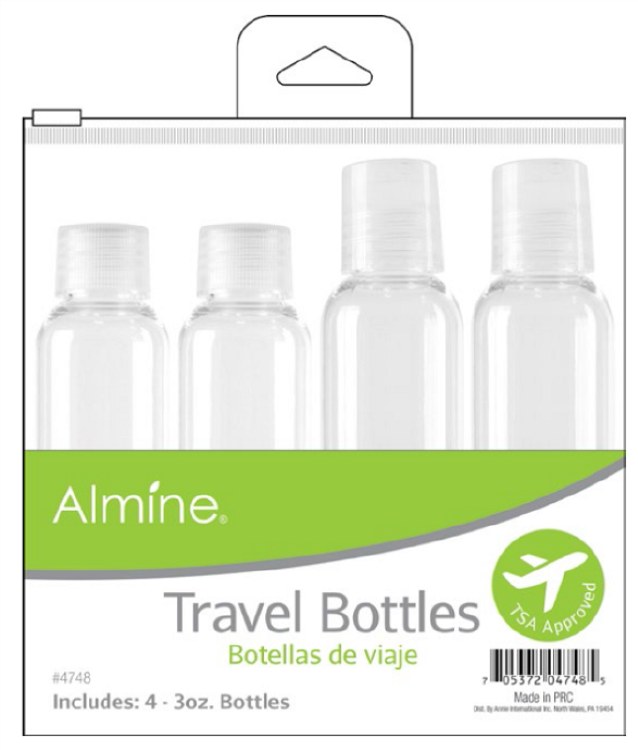Almine Travel Bottles in Pouch - 4 Pack - 3oz - #4748
