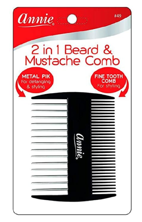 Annie 2-in-1 Beard & Mustache Comb - #0049 - Black