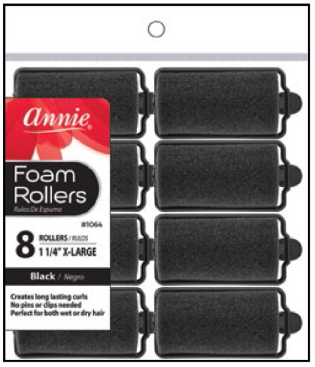 Annie Foam Rollers - X-Large - 8 Pack - #1064 - Black