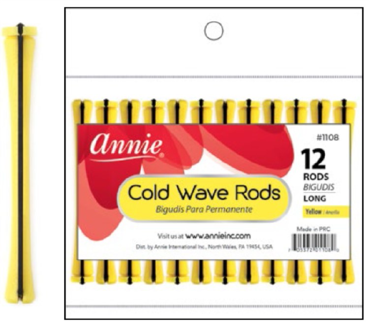 Annie Cold Wave Rod - Long - 12 Pack - #1108 - Yellow