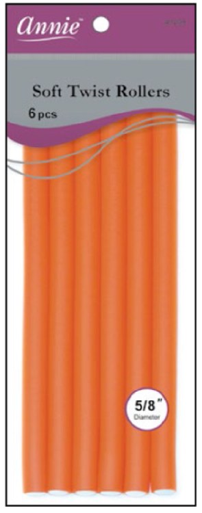 Annie Soft Twist Rollers - 10" - 6 Pack - #1208 - Orange