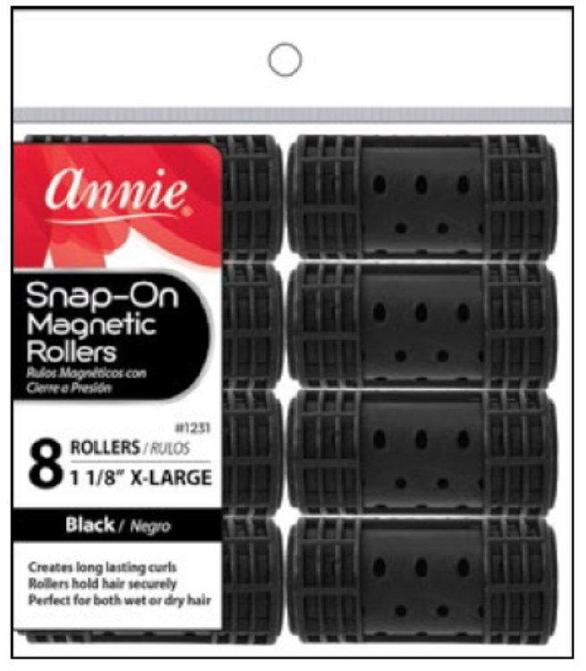 Annie Snap-On Magnetic Rollers - X-Large - 8 Pack - #1231 - Black