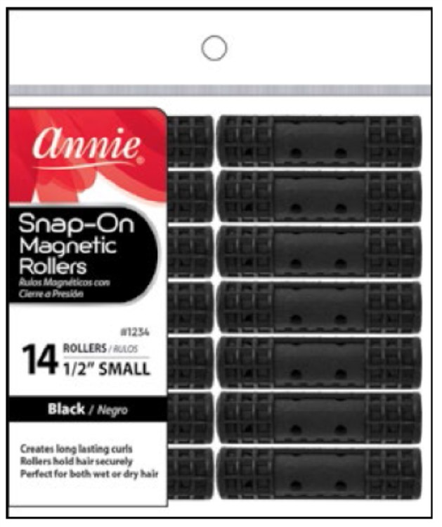 Snap-On Magnetic Rollers Small 14ct, Black #1234