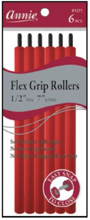 Annie Flex Grip Rollers - 7" - 6 Pack - #1271 - Red