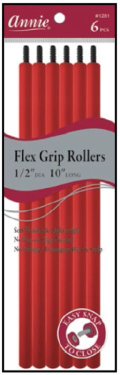 Annie Flex Grip Rollers - 10" - 6 Pack - #1281 - Red