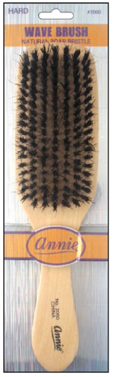 Hard Wave Brush Light Brown 50% Boar Bristle and 50% Firm Nylon Bristles #2060