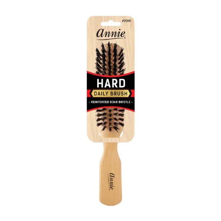 Hard Wooden Brush 5 Row Light Brown 50% Boar Bristle and 50% Firm Nylon Bristles #2090