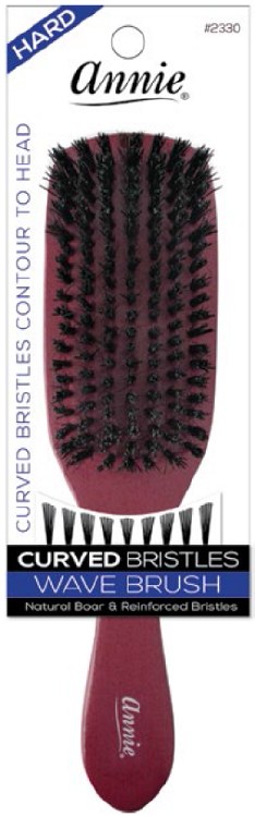 Hard Wave Curved Bristle Brush Black 50% Boar Bristle & 50% Firm Nylon Bristles #2330