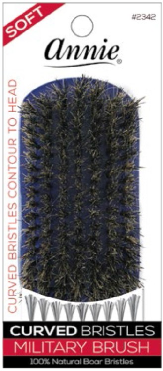 Soft Military Curved Bristle Brush 100% Pure Boar Bristles #2342