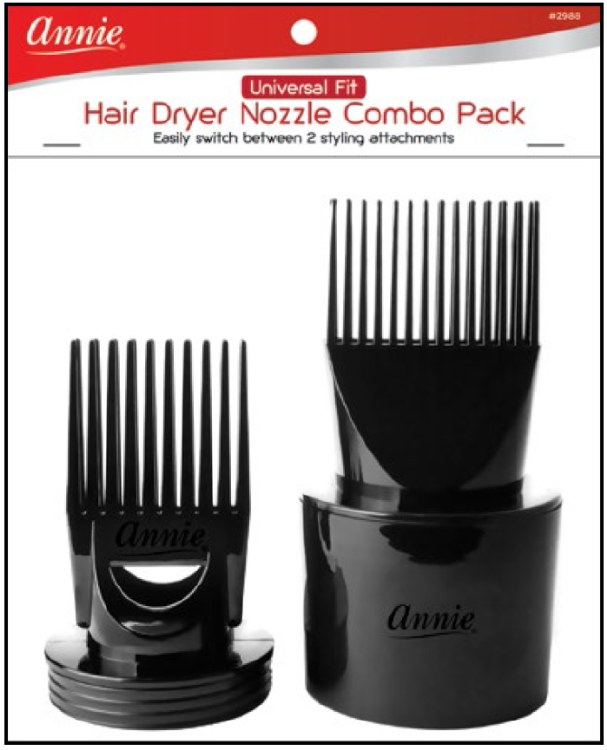 Universal Fit Hair Dryer Nozzle Combo Pack, Black #2988