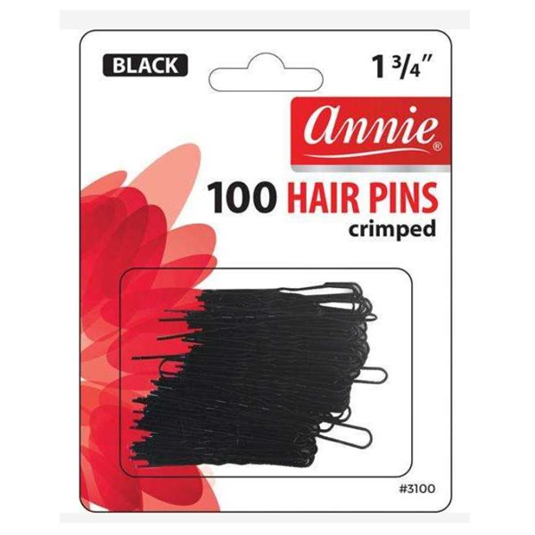 Annie 1 3/4" Hair Pins Crimped 100ct #3100 - Black