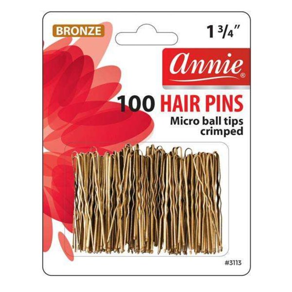 Annie 1 3/4" Hair Pins Ball Tip & Crimped 100ct #3113 - Bronze