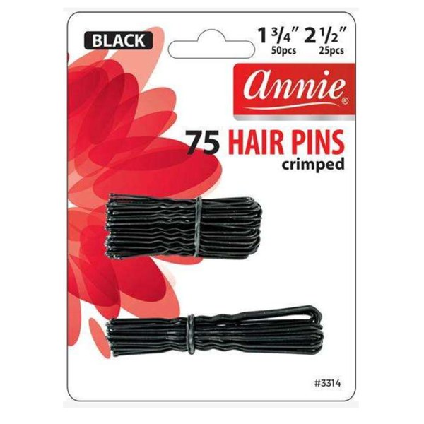 Annie 1 3/7" and 2 1/2" Hair Pins 75ct #3314 - Black