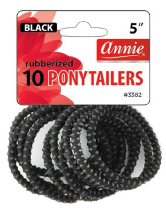 Rubberized Ponytailer 10ct, Black #3382