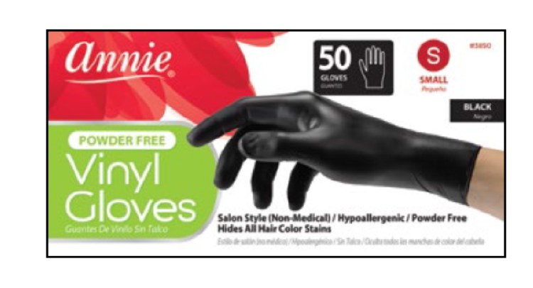 Vinyl Gloves Small 50ct, Black #3850