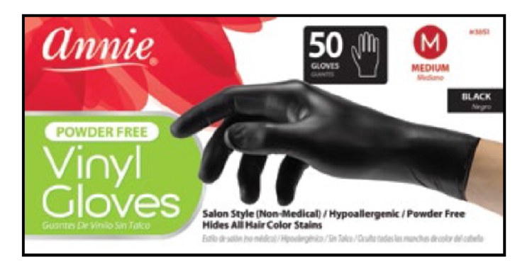 Vinyl Gloves Medium 50ct, Black #3851